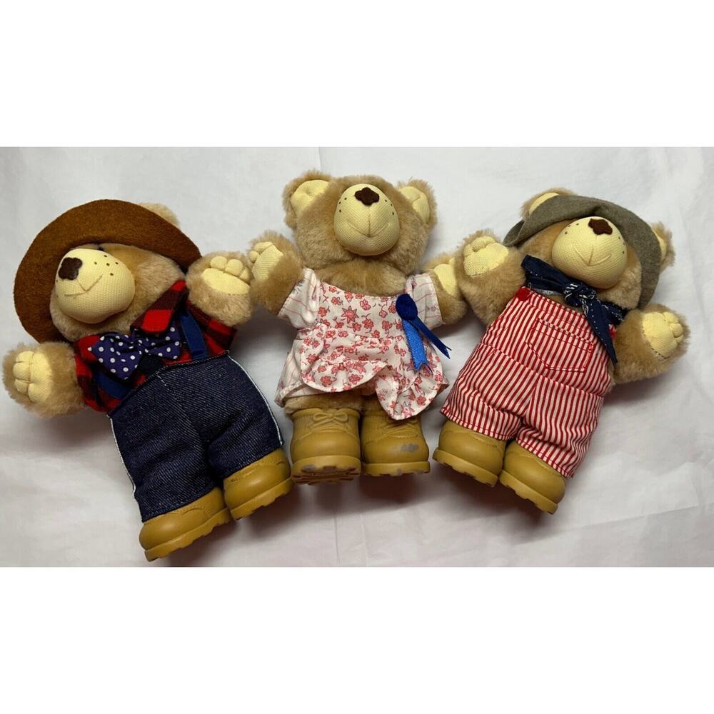 FURSKINS Plush Teddy‎ Bears 7" 1986 Original Appalachian Set Of 3 Vintage